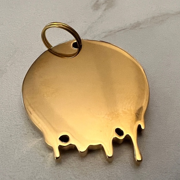 “Cute AF” Gold Dripping Dog Tag, 1” diameter - Picture 3 of 5